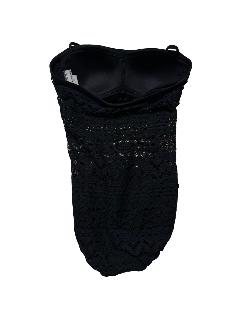 Robin Piccone Chic Black Perla Crochet Lace Halter One Piece Swimsuit Size Small - Picture 3 of 7